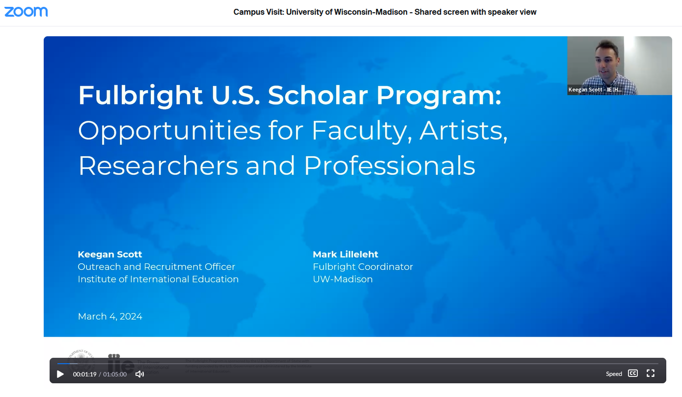 Fulbright (U.S.) Scholar Program Fulbright at UWMadison UWMadison
